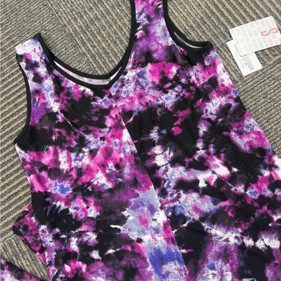 NWT Natalie LuLaRoe Purple Tie-Dye Jumpsuit Sz Small - Picture 2 of 4